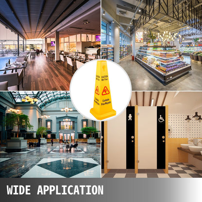 6-Pack Yellow Wet Floor Safety Cones, Bilingual, 67cm, Indoor/Outdoor Use