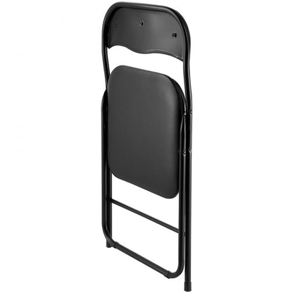 4 Pack Folding Chairs Portable Leather Chairs with Padded Cushion Black