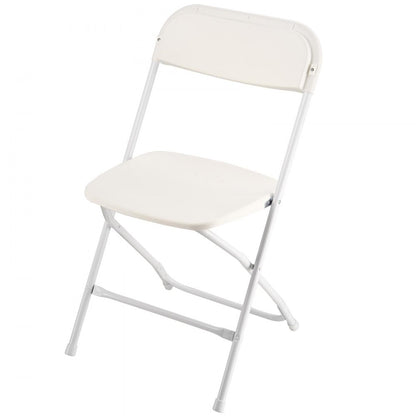 VEVOR 6 Pack Folding Chairs Portable Plastic Chairs with Heavy Duty Metal Frame