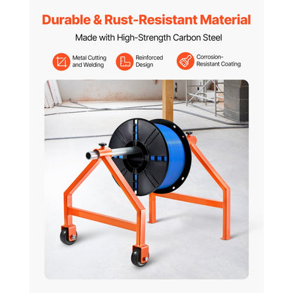 Wire Spool Rack for Up to 29.9 in Diameter Spools Cable Caddy with Wheels