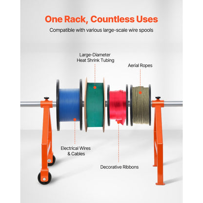 Wire Spool Rack for Up to 29.9 in Diameter Spools Cable Caddy with Wheels