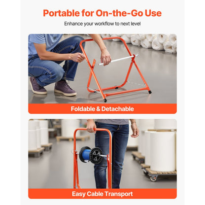 Foldable Wire Spool Rack Heavy Duty Cable Caddy Electrical Industrial