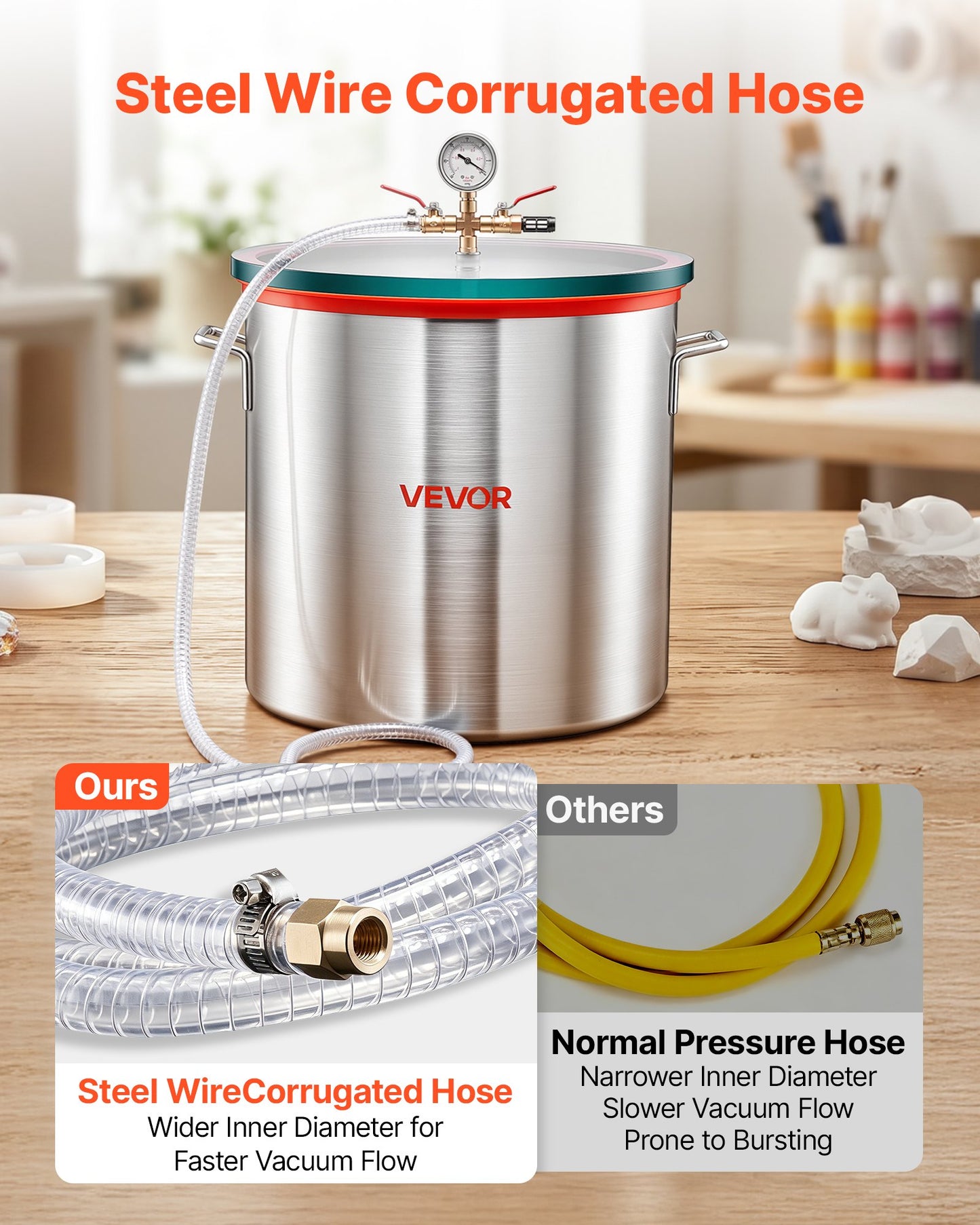 56.8 L Vacuum Chamber, Aluminum Alloy, Vacuum Degassing Chamber with Tempered Glass Lid, Hose, Air Filter, for Resin Casting, Stabilizing Wood, Degassing Silicone, Epoxies, Essential Oils