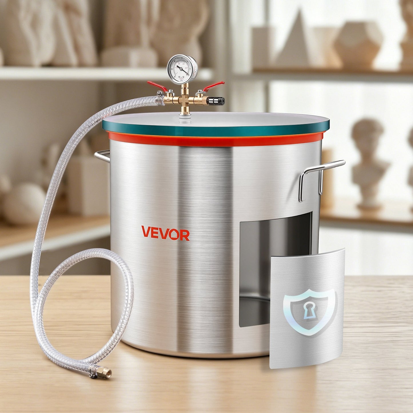 56.8 L Vacuum Chamber, Aluminum Alloy, Vacuum Degassing Chamber with Tempered Glass Lid, Hose, Air Filter, for Resin Casting, Stabilizing Wood, Degassing Silicone, Epoxies, Essential Oils