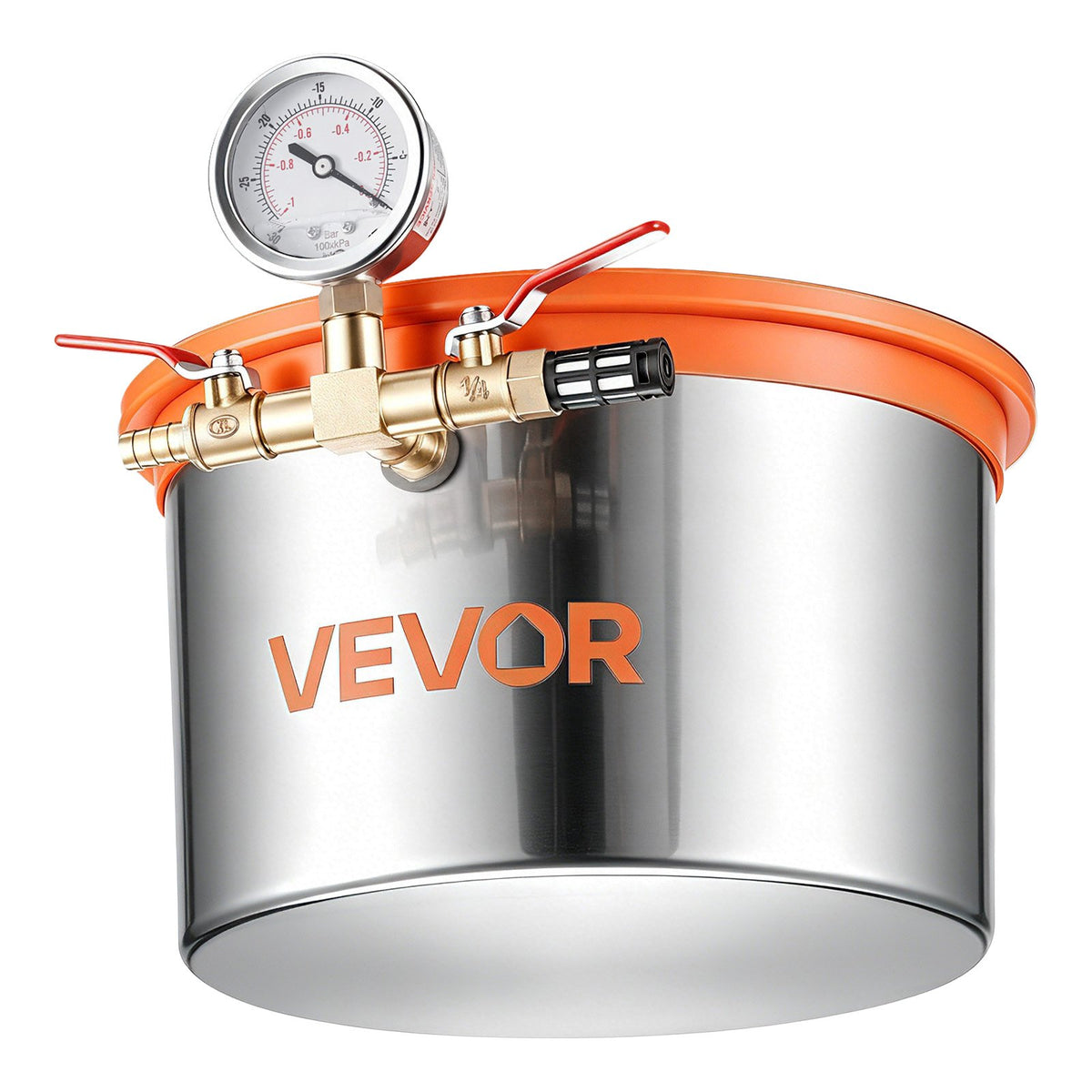 5.7 L Vacuum Chamber, Stainless Steel, Vacuum Degassing Chamber with Tempered Glass Lid, Hose, Air Filter, Ideal for Resin Casting, Stabilizing Wood, Degassing Silicone, Epoxies, Essential Oils