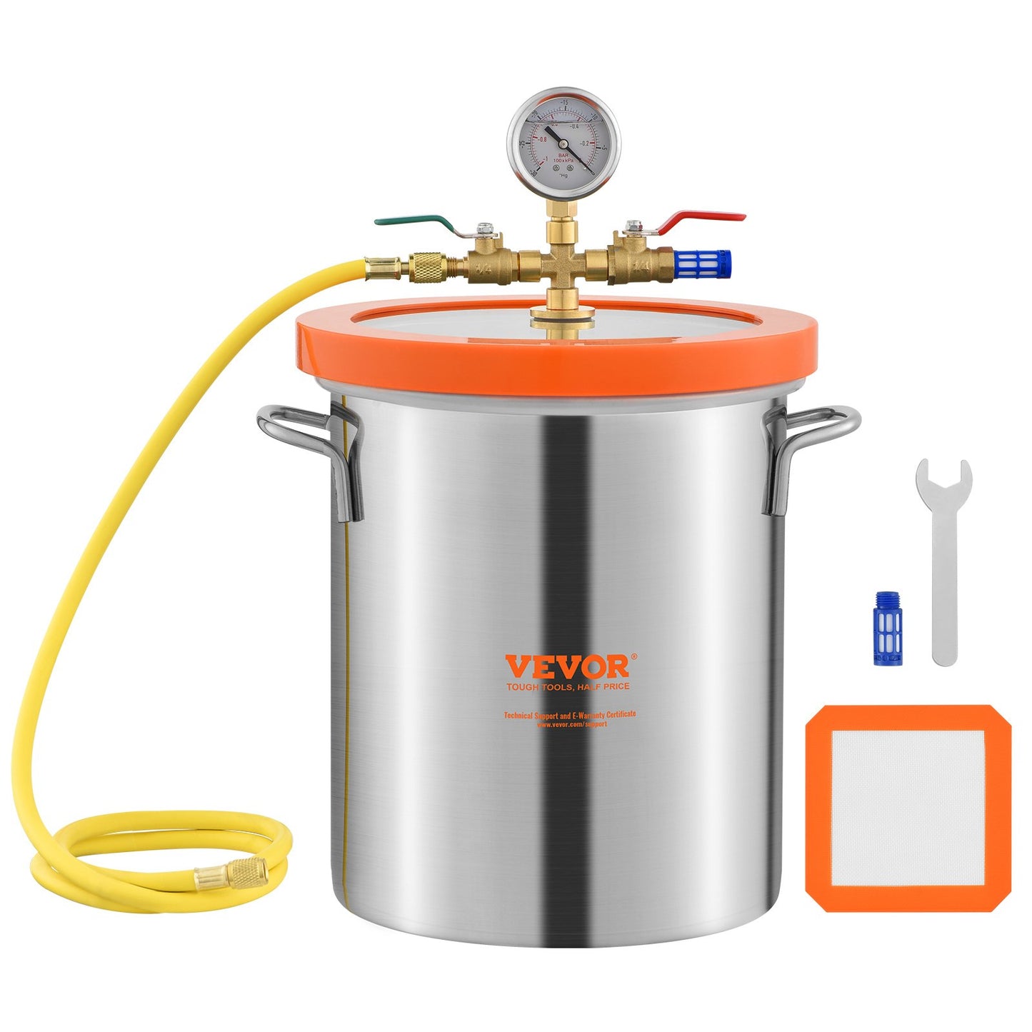VEVOR 5 Gallon Vacuum Chamber, Upgraded Tempered Glass Lid Vacuum Degassing Chamber,