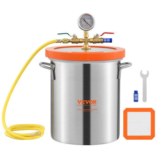 VEVOR 5 Gallon Vacuum Chamber, Upgraded Tempered Glass Lid Vacuum Degassing Chamber,