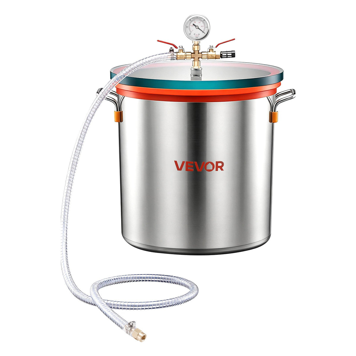 34.1 L Vacuum Chamber, Stainless Steel, Vacuum Degassing Chamber with Tempered Glass Lid, Hose, Air Filter, Ideal for Resin Casting, Stabilizing Wood, Degassing Silicone, Epoxies, Essential Oils