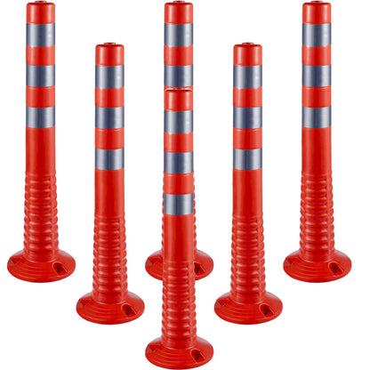 Flexible Traffic Delineator Posts with Reflective Bands, 75cm, Set of 6