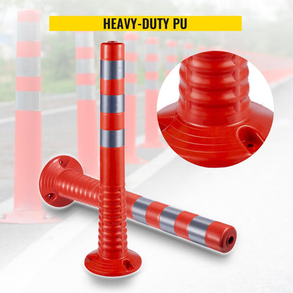 Flexible Traffic Delineator Posts with Reflective Bands, 75cm, Set of 6