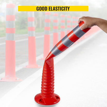 Flexible Traffic Delineator Posts with Reflective Bands, 75cm, Set of 6
