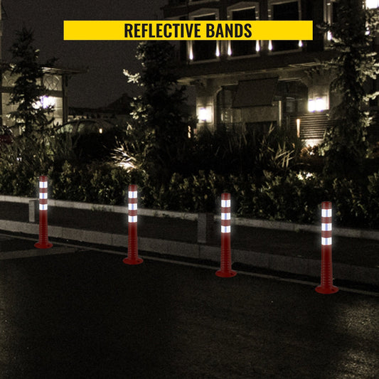 Flexible Traffic Delineator Posts with Reflective Bands, 75cm, Set of 6