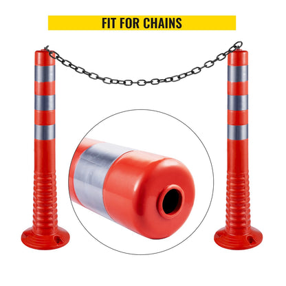 Flexible Traffic Delineator Posts with Reflective Bands, 75cm, Set of 6