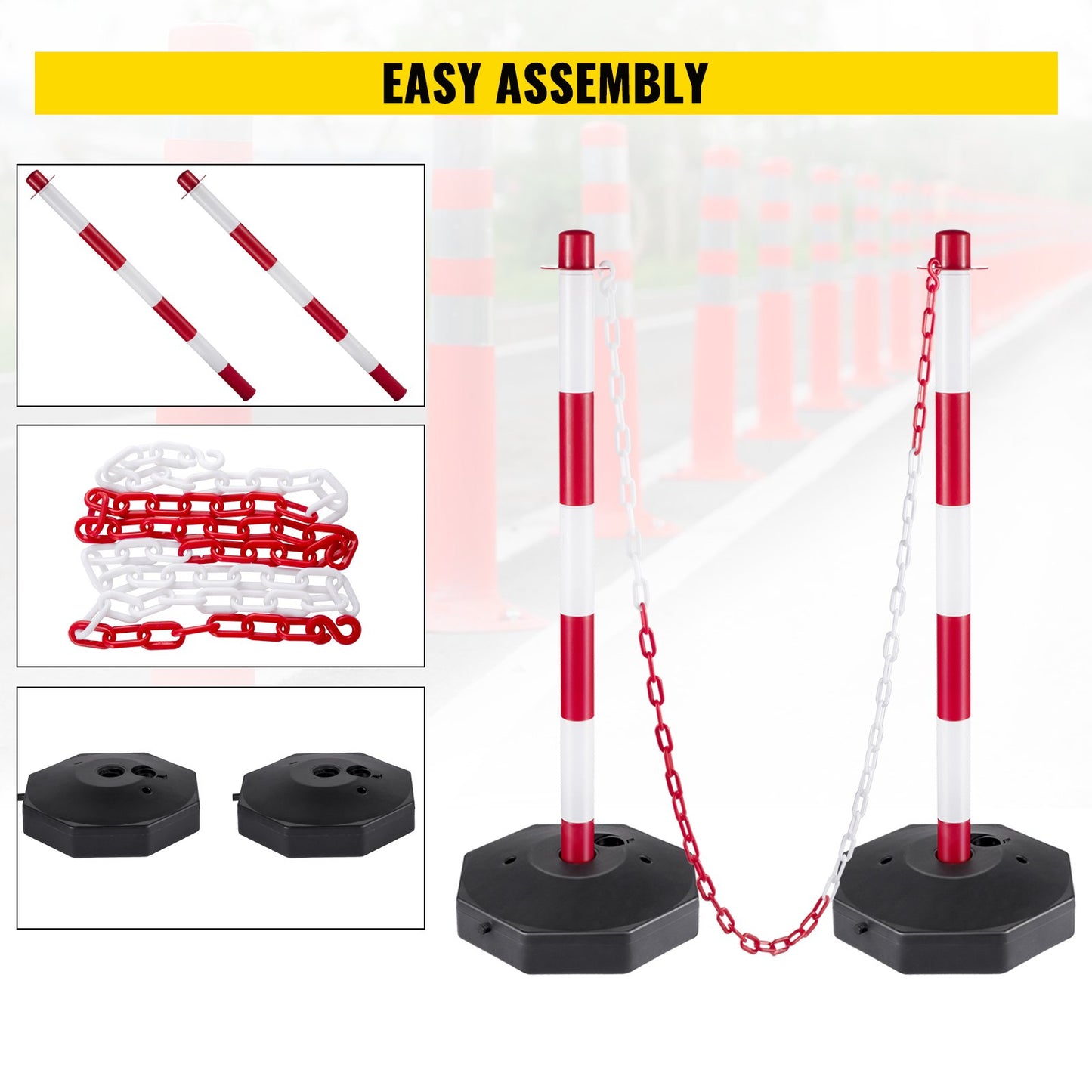 VEVOR Plastic Stanchion, 4pcs Chain Stanchion, Plastic Stanchion Kit with 4.5ft