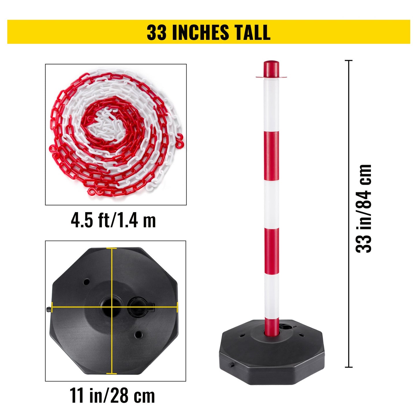 VEVOR Plastic Stanchion, 4pcs Chain Stanchion, Plastic Stanchion Kit with 4.5ft