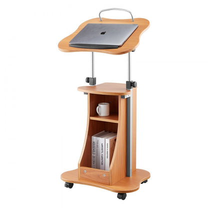 VEVOR Podium Stand 1100 mm Wooden Lectern with Wheels Storage Height Adjustable