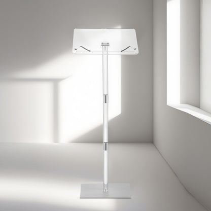 Podium Stand, 1100 mm Acrylic Lectern, Portable Laptop Desk with Wide Reading Surface, Book Clips, Adjustable Angle, Floor-Standing, for Classroom, Wedding, Conference, Lecture and Concert