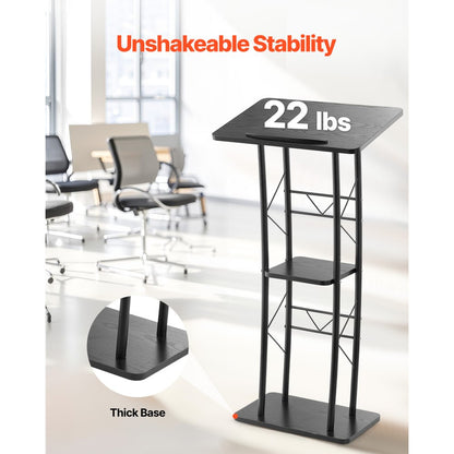 Podium Stand 1180 mm Curved Metal Lectern Storage Shelf Classroom Wedding