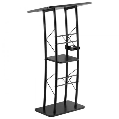 Podium Stand 1180 mm Curved Metal Lectern Storage Shelf Classroom Wedding