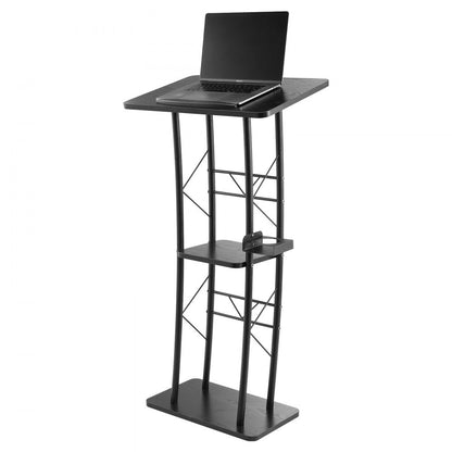 Podium Stand 1180 mm Curved Metal Lectern Storage Shelf Classroom Wedding