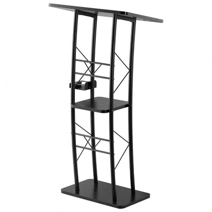 Podium Stand 1180 mm Curved Metal Lectern Storage Shelf Classroom Wedding