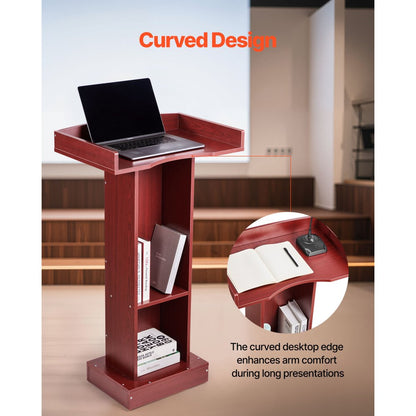 Podium Stand 1040 mm Wooden Lectern with Storage Shelf Classroom Church
