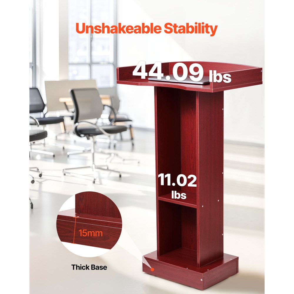 Podium Stand 1040 mm Wooden Lectern with Storage Shelf Classroom Church