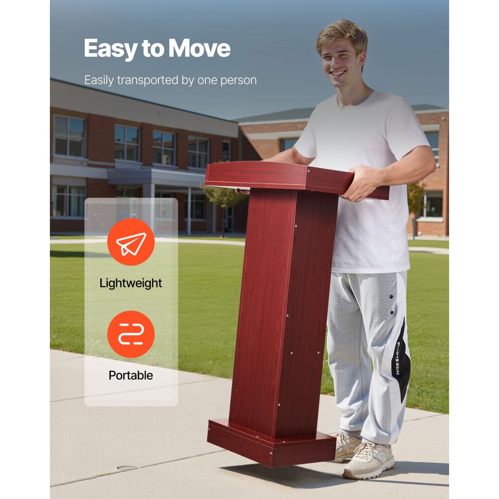 Podium Stand 1040 mm Wooden Lectern with Storage Shelf Classroom Church