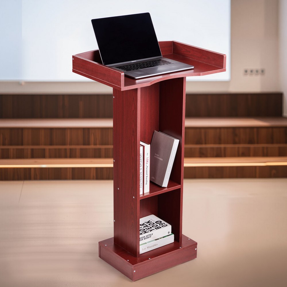 Podium Stand 1040 mm Wooden Lectern with Storage Shelf Classroom Church