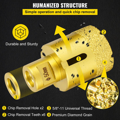 Diamond Hole Saw Kit - 4PCS, 0.025/0.035/0.05/0.068m for Tile & Stone