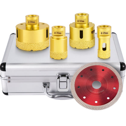 VEVOR Diamond Drill Bits 4PCS Diamond Hole Saw 25/35/50/68mm Tile Hole Saw Kit Vacuum