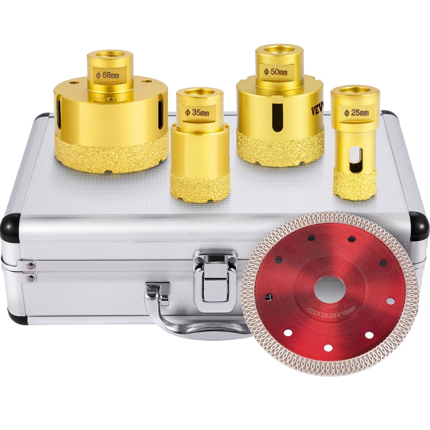 Diamond Hole Saw Kit - 4PCS, 0.025/0.035/0.05/0.068m for Tile & Stone