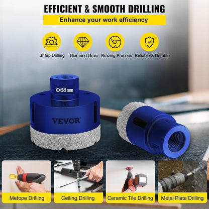 Diamond Hole Saw Kit: 4-Piece Set for Tile, Ceramic, Marble, and Stone Drilling