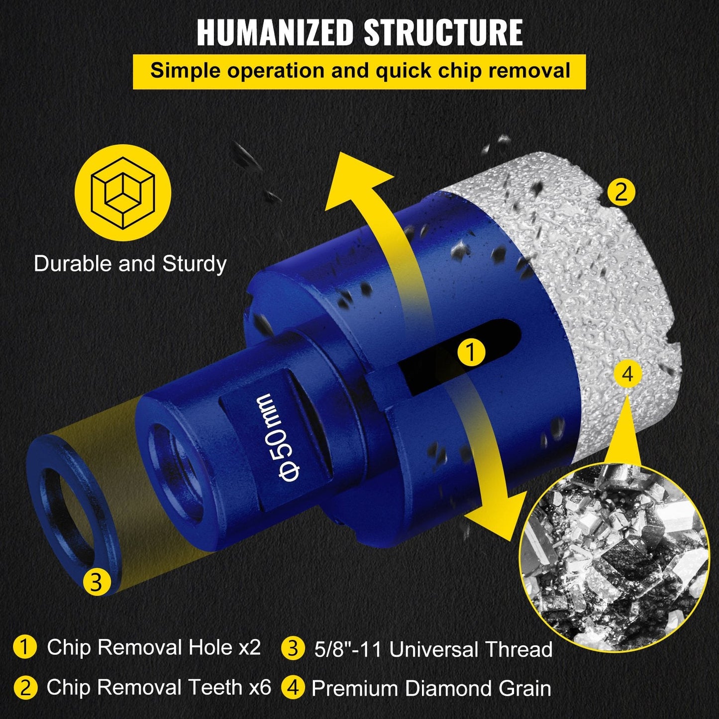 Diamond Hole Saw Kit: 4-Piece Set for Tile, Ceramic, Marble, and Stone Drilling