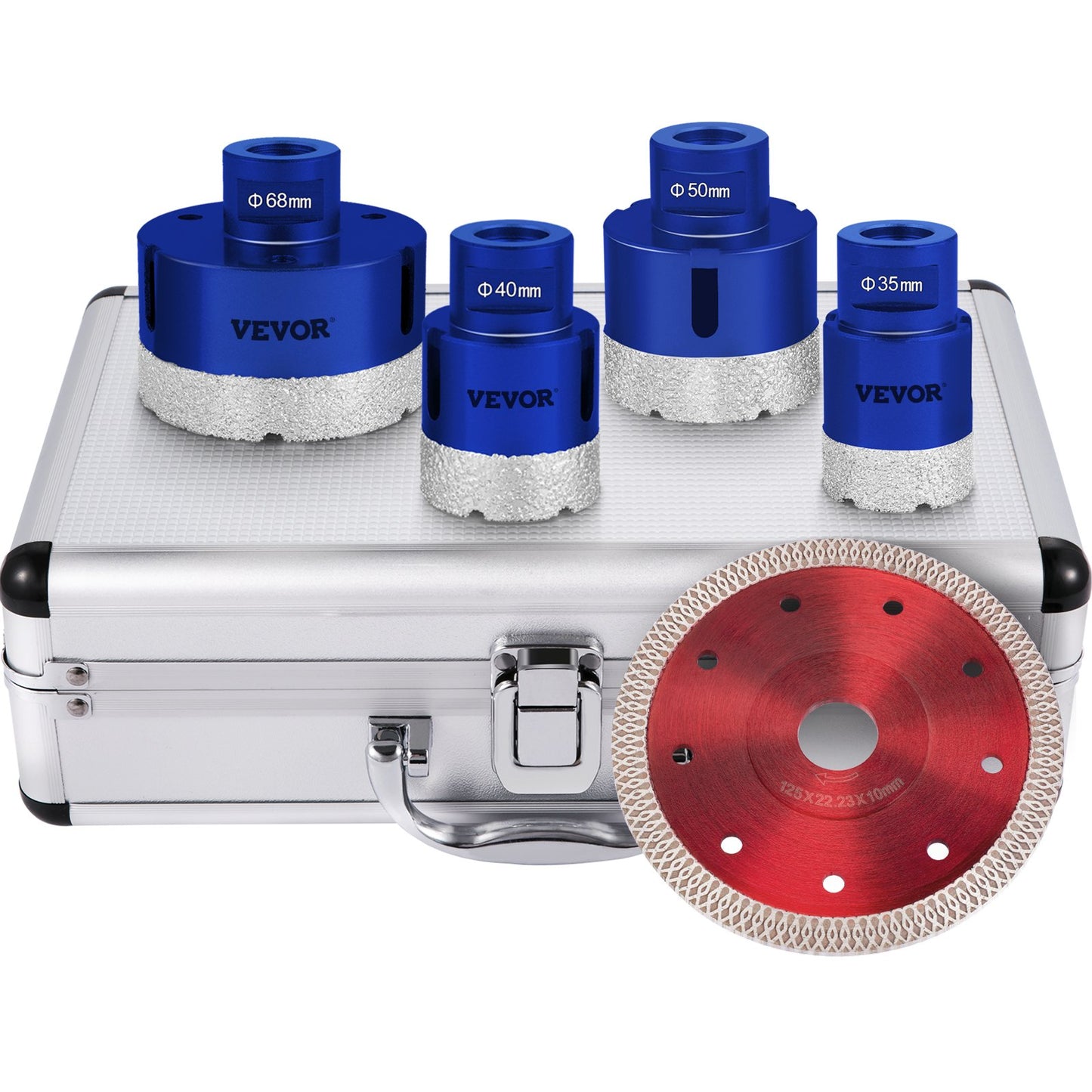 VEVOR Diamond Drill Bits 4PCS Diamond Hole Saw 35/40/50/68mm Tile Hole Saw Kit Vacuum