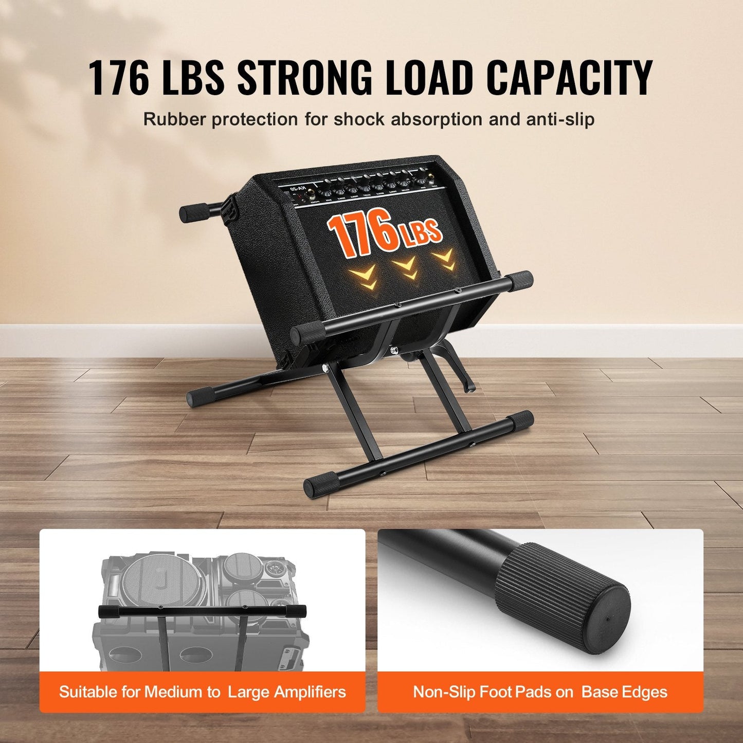 Adjustable Guitar Amp Stand with 79.83 kg Capacity, 0.125-0.505 Meter Height