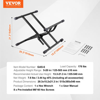 Adjustable Guitar Amp Stand with 79.83 kg Capacity, 0.125-0.505 Meter Height