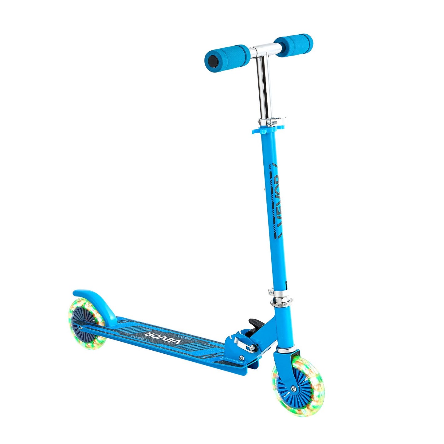 Kick Scooter for Kids Ages 3+, 2-Wheel Toddler Scooter with Light-Up Wheels, Adjustable Height Handlebar, Wide Anti-Slip Deck, Foldable Lightweight Frame for Boys and Girls up to 49.9 kg, Blue
