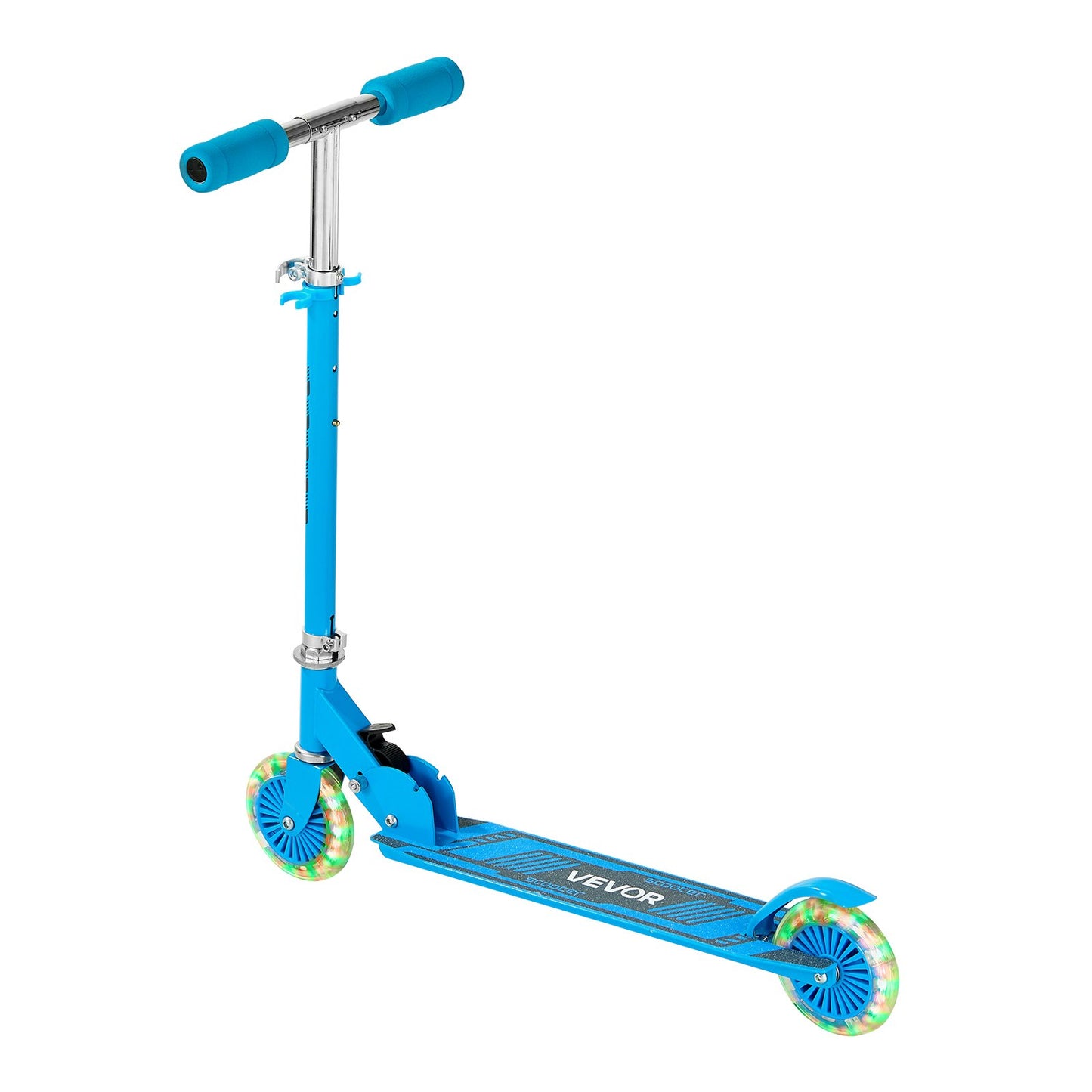 Kick Scooter for Kids Ages 3+, 2-Wheel Toddler Scooter with Light-Up Wheels, Adjustable Height Handlebar, Wide Anti-Slip Deck, Foldable Lightweight Frame for Boys and Girls up to 49.9 kg, Blue
