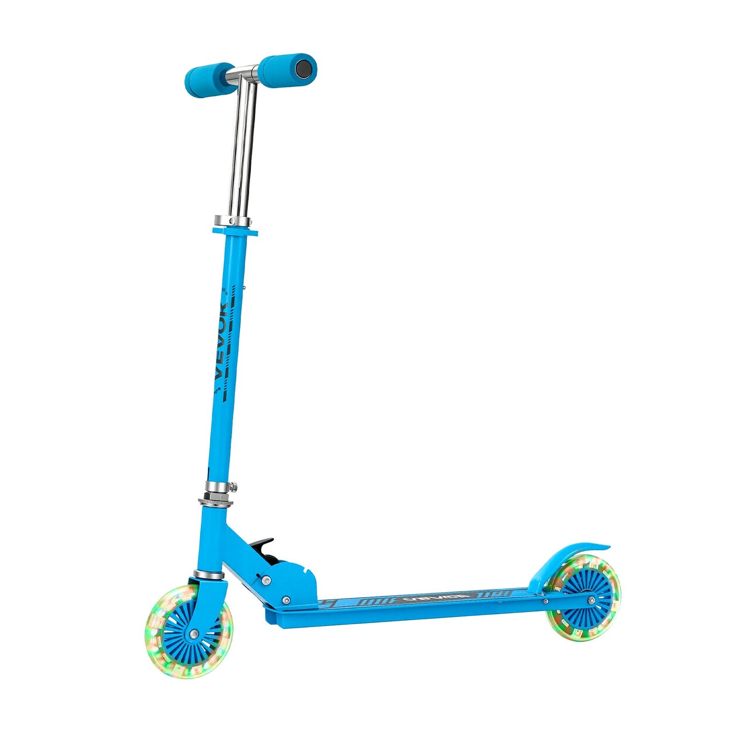 Kick Scooter for Kids Ages 3+, 2-Wheel Toddler Scooter with Light-Up Wheels, Adjustable Height Handlebar, Wide Anti-Slip Deck, Foldable Lightweight Frame for Boys and Girls up to 49.9 kg, Blue