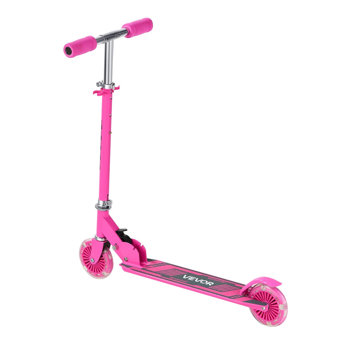 Kick Scooter for Kids Ages 3+, 2-Wheel Toddler Scooter with Light-Up Wheels, Adjustable Height Handlebar, Wide Anti-Slip Deck, Foldable Lightweight Frame for Boys and Girls up to 49.9 kg, Pink