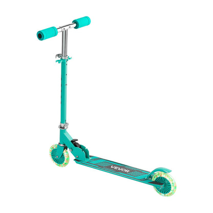 Kick Scooter for Kids Ages 3+, 2-Wheel Toddler Scooter with Light-Up Wheels, Adjustable Height Handlebar, Wide Anti-Slip Deck, Foldable Lightweight Frame for Boys and Girls up to 49.9 kg, Green