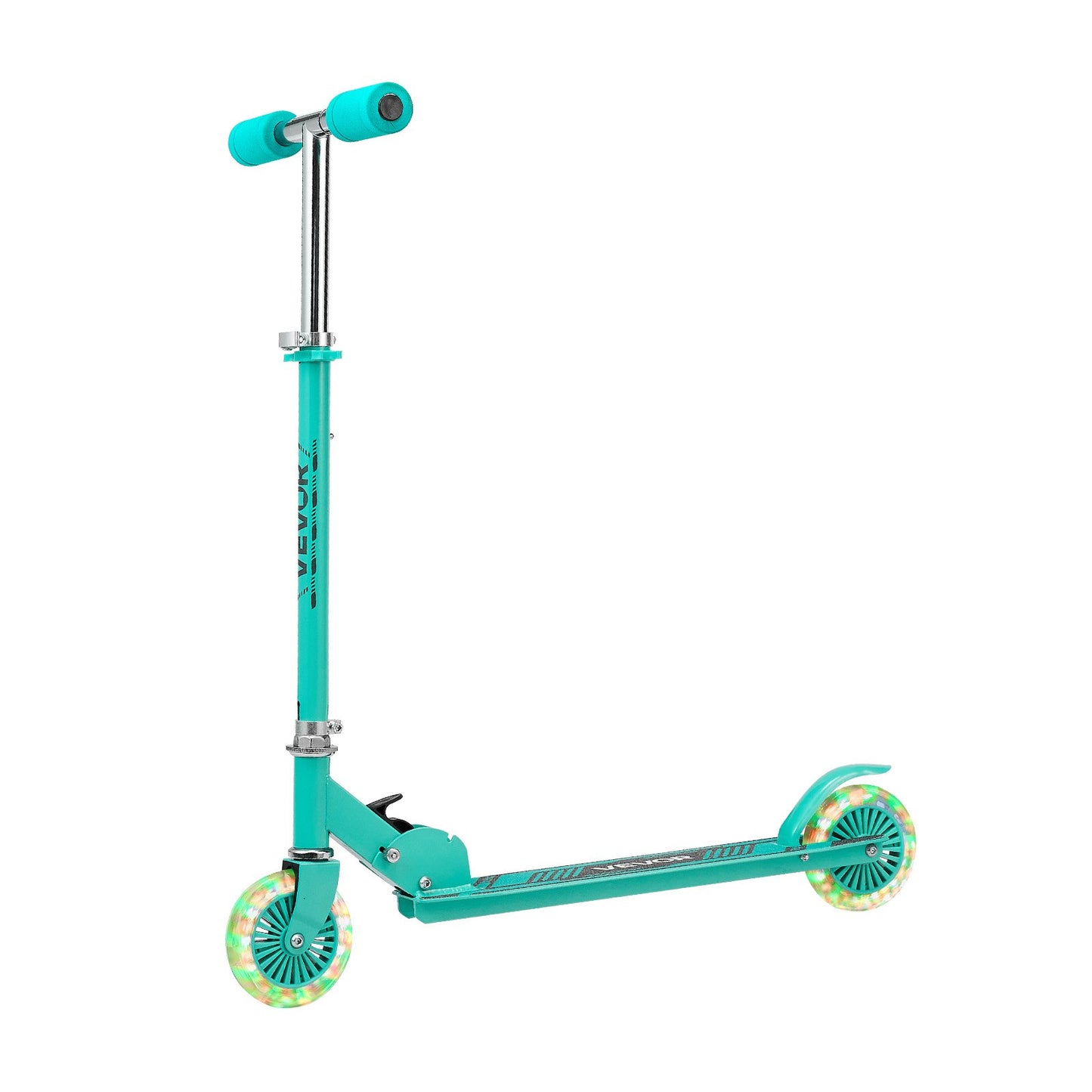 Kick Scooter for Kids Ages 3+, 2-Wheel Toddler Scooter with Light-Up Wheels, Adjustable Height Handlebar, Wide Anti-Slip Deck, Foldable Lightweight Frame for Boys and Girls up to 49.9 kg, Green