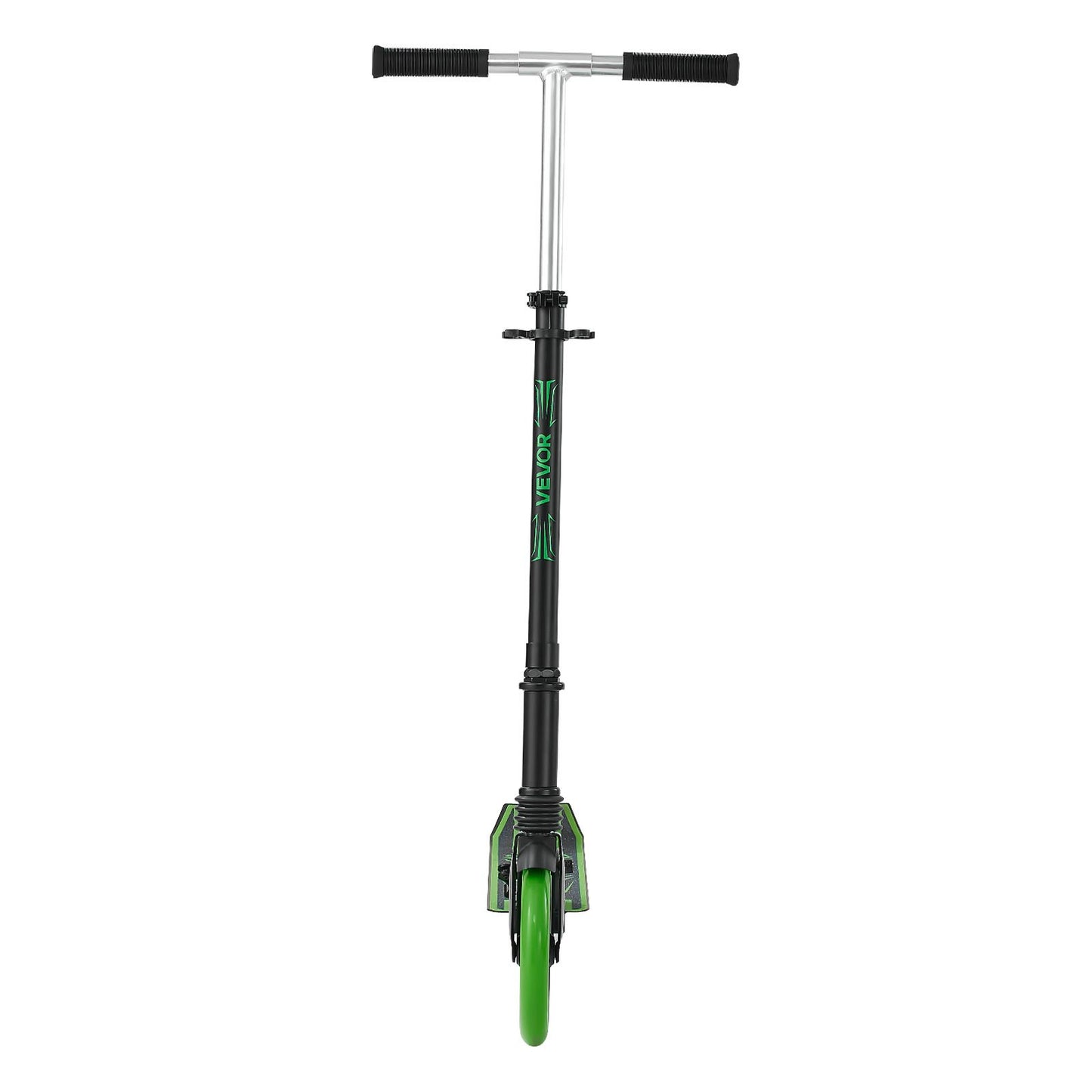 Kick Scooter for Kids Ages 8+, Teens & Adults, 2-Wheel Toddler Scooter with Adjustable Height Handlebar, Wide Anti-Slip Deck, Foldable Lightweight for Boys & Girls up to 99.8 kg, Black + Green