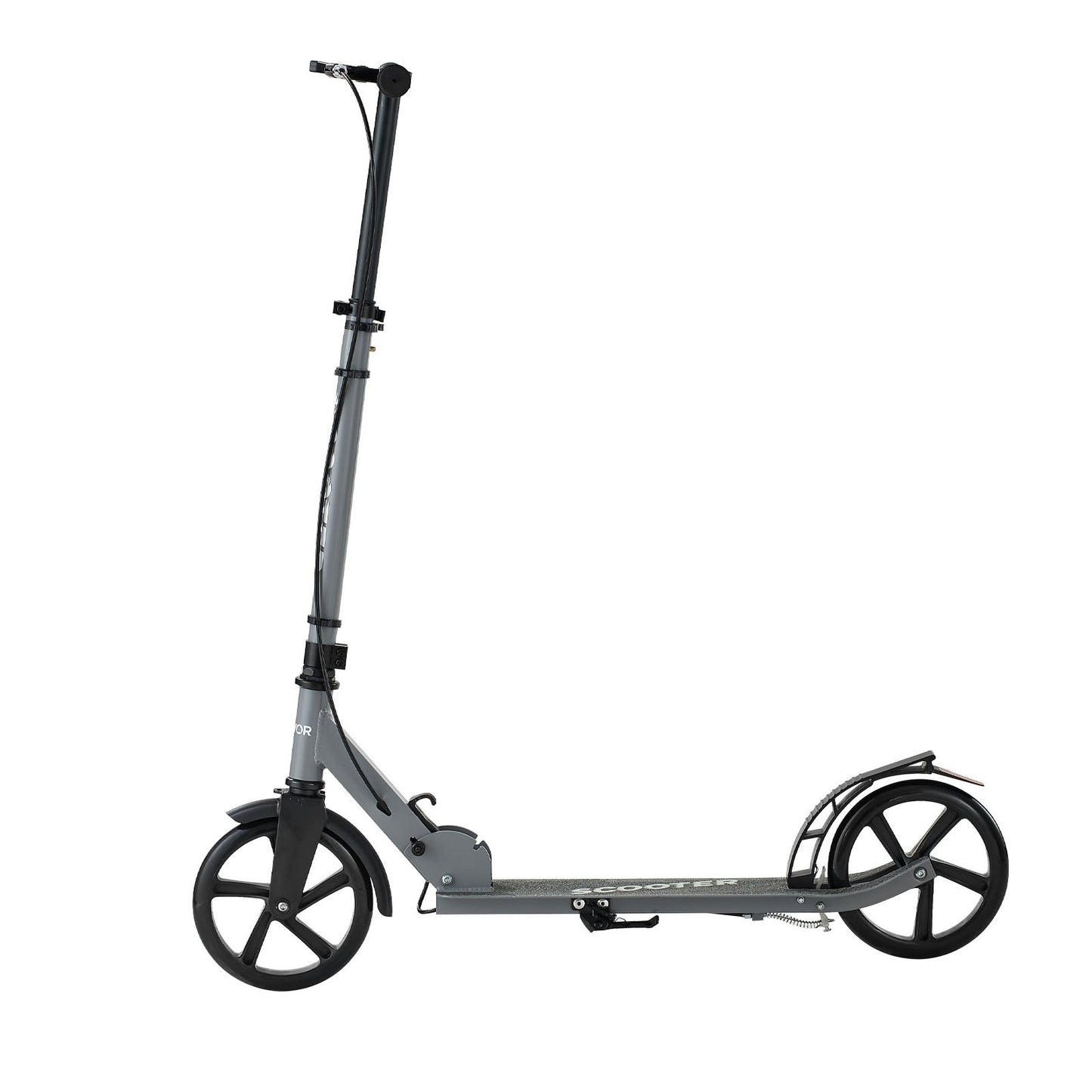 Kick Scooter for Kids Ages 8+, Teens & Adults, 2-Wheel Toddler Scooter with Adjustable Height Handlebar, Wide Anti-Slip Deck, Foldable Lightweight Frame for Boys and Girls up to 99.8 kg, Gray