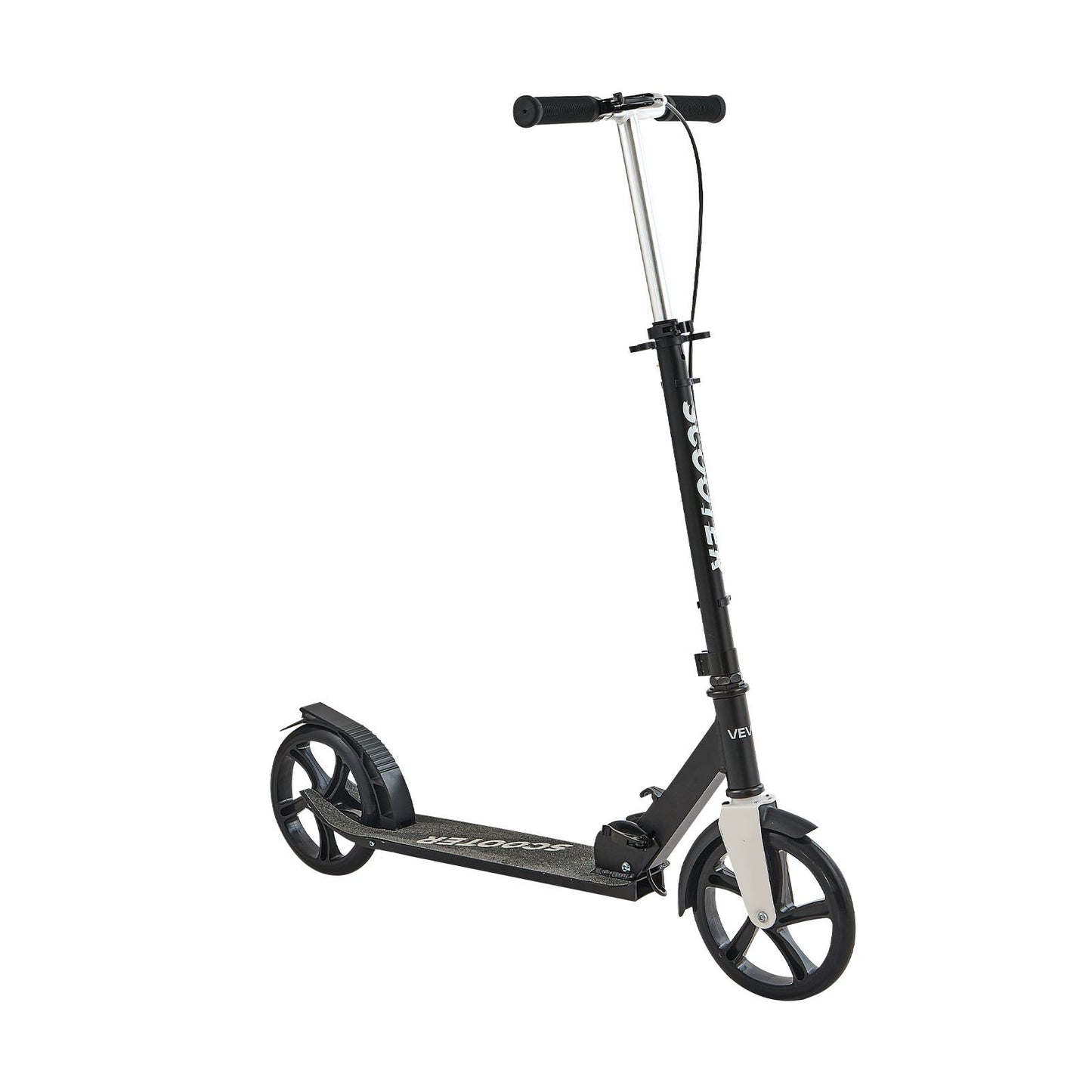 Kick Scooter for Kids Ages 8+, Teens & Adults, 2-Wheel Toddler Scooter with Adjustable Height Handlebar, Wide Anti-Slip Deck, Foldable Lightweight for Boys & Girls up to 99.8 kg, Black + Silver