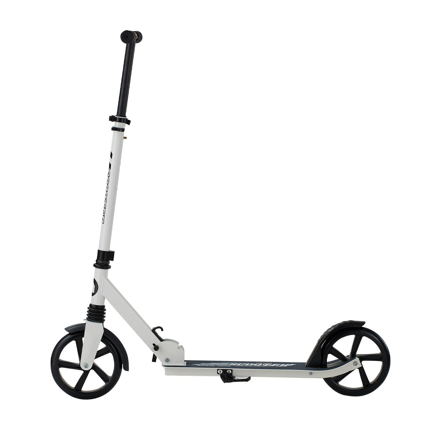 Kick Scooter for Kids Ages 8+, Teens & Adults, 2-Wheel Toddler Scooter with Adjustable Height Handlebar, Wide Anti-Slip Deck, Foldable Lightweight for Boys & Girls up to 99.8 kg, White + Black