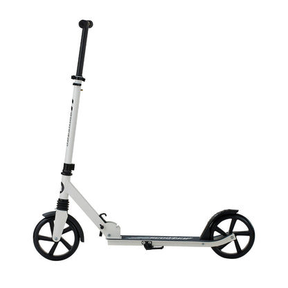 Kick Scooter for Kids Ages 8+, Teens & Adults, 2-Wheel Toddler Scooter with Adjustable Height Handlebar, Wide Anti-Slip Deck, Foldable Lightweight for Boys & Girls up to 99.8 kg, White + Black
