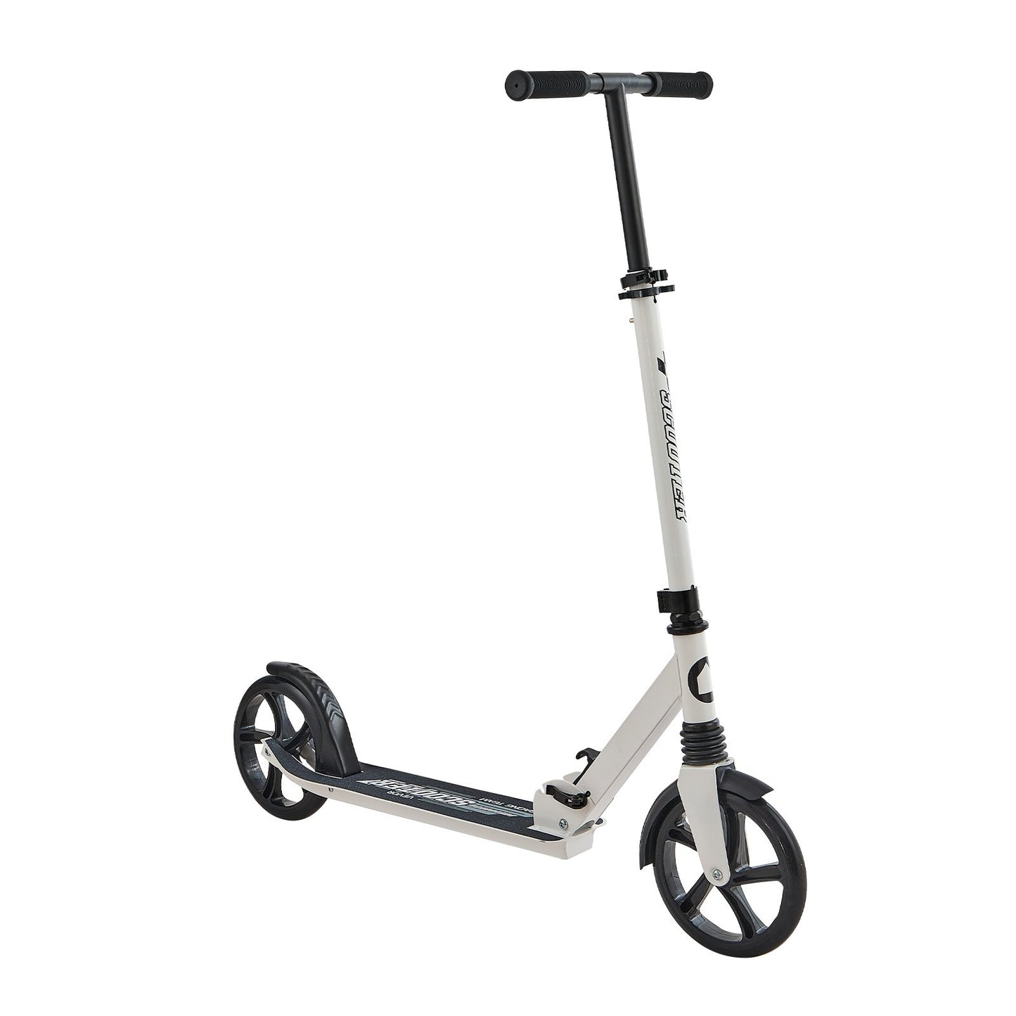 Kick Scooter for Kids Ages 8+, Teens & Adults, 2-Wheel Toddler Scooter with Adjustable Height Handlebar, Wide Anti-Slip Deck, Foldable Lightweight for Boys & Girls up to 99.8 kg, White + Black