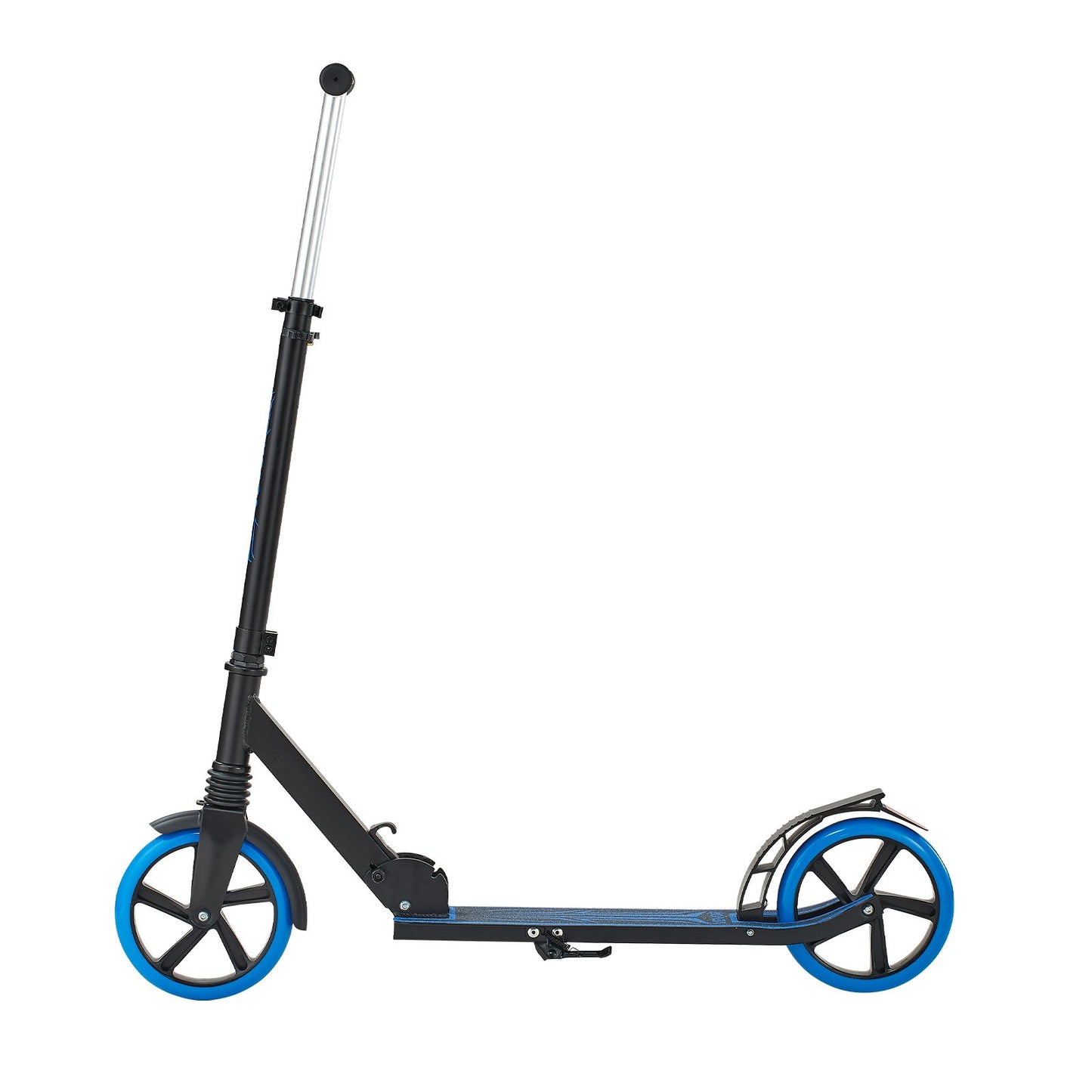 Kick Scooter for Kids Ages 8+, Teens & Adults, 2-Wheel Toddler Scooter with Adjustable Height Handlebar, Wide Anti-Slip Deck, Foldable Lightweight Frame for Boys and Girls up to 99.8 kg, Blue + Black